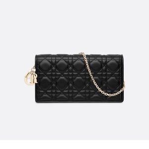 - Authentic  LADY DIOR POUCH Black Cannage Lambskin brand new